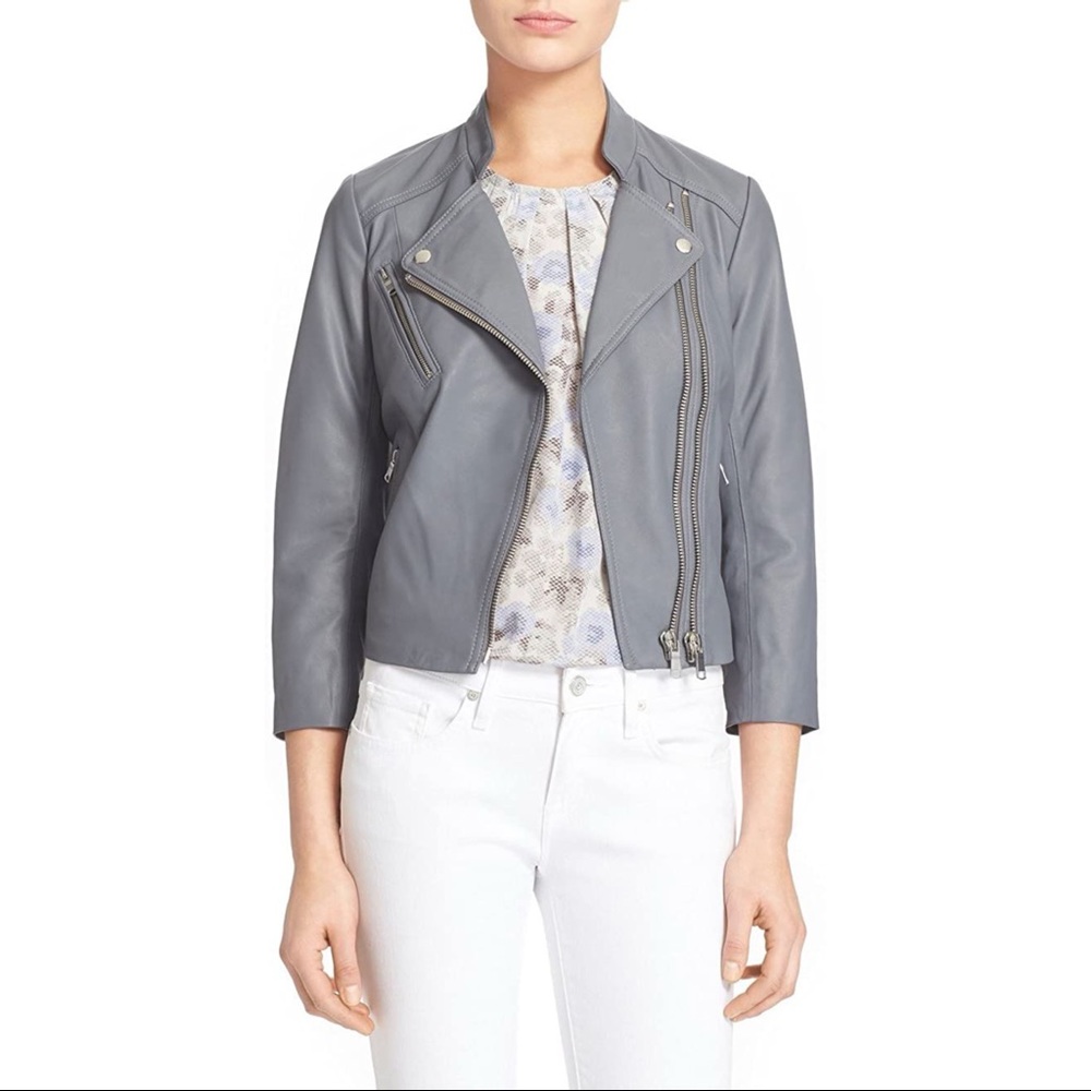 SOLD Joie 100% Lambskin Leather gray moto jacket